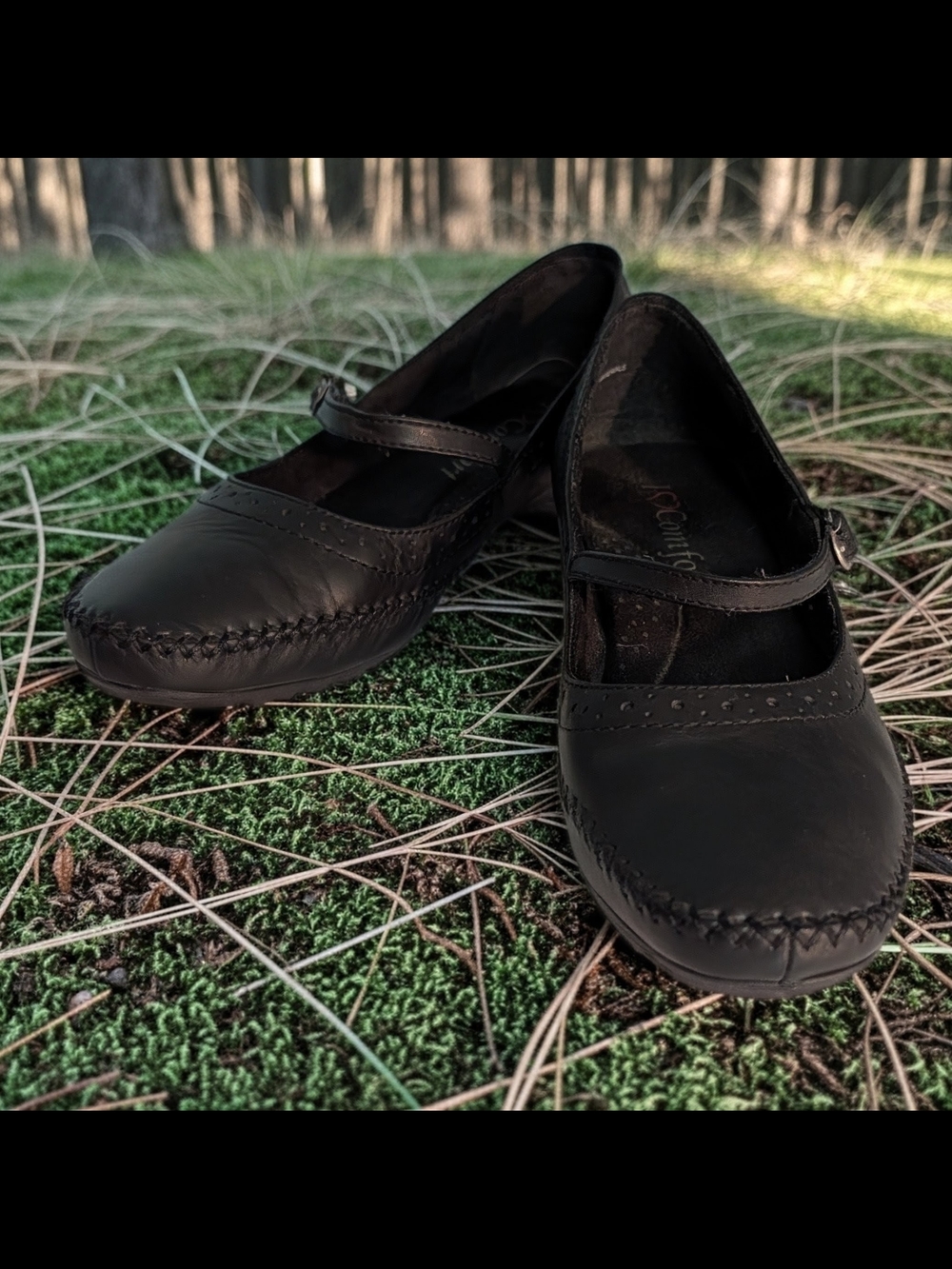 I Love Comfort Davon Black Leather Mary Jane Flats Size 8